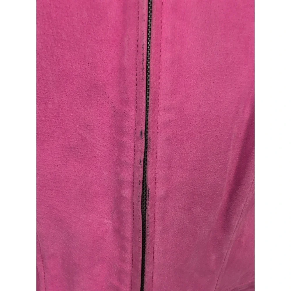 Anne Klein Vintage Brushed Leather Jacket Pink Size 12 100%‎ Leather NWT